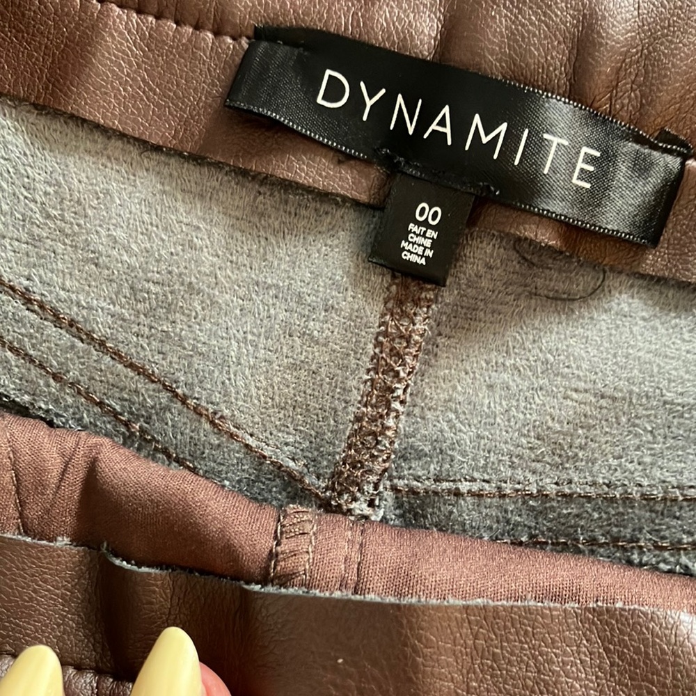 Brown Faux Leather Pants - Picture 4 of 7